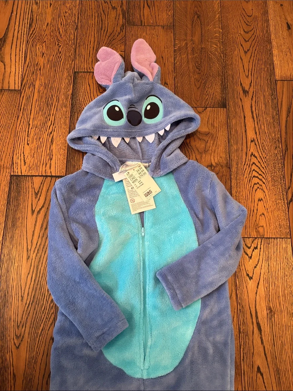 H&M Kids Blue & Aqua Stitch-Inspired Fleece One-Piece Bodysuit, 5-6 years